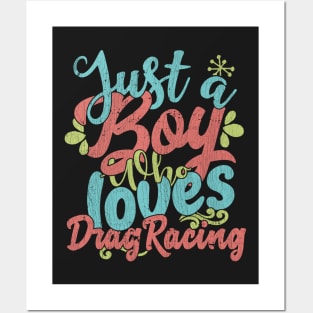 Mens Just A Boy Who Loves Drag racing Gift graphic Posters and Art